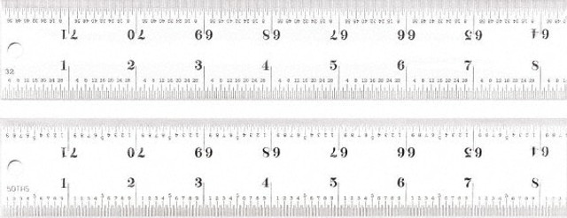 Starrett 51513 Steel Rule: 72" OAL, 16R Graduation, Rigid, 1-1/2" OAW