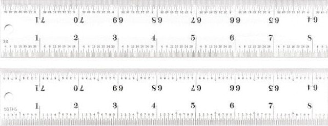 Starrett 51513 Steel Rule: 72" OAL, 16R Graduation, Rigid, 1-1/2" OAW