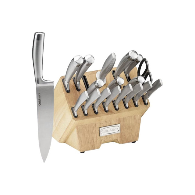 CONAIR CORPORATION C77SS-19P Cuisinart 19 Piece Cutlery Set with Block - 19 Piece(s) - 1 x Chefs Knife, 1 x Serrated Bread Knife, 1 x Slicer, 2 x Santoku Knife, 1 x Serrated Utility Knife, 1 x Paring Knife, 1 x Birds Beak Knife, 8 x Steak Knife - Cut