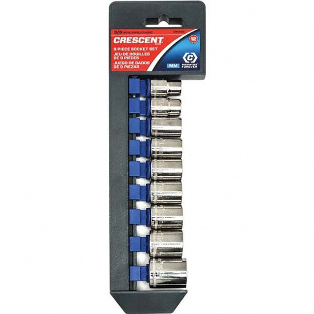 Crescent CSAS5N Standard Socket Set: 9 Pc, 3/8" Drive, 9.00 to 19.00" Socket