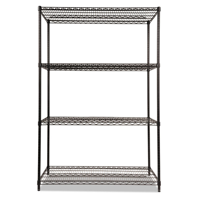 ALERA SW504824BL NSF Certified Industrial Four-Shelf Wire Shelving Kit, 48w x 24d x 72h, Black