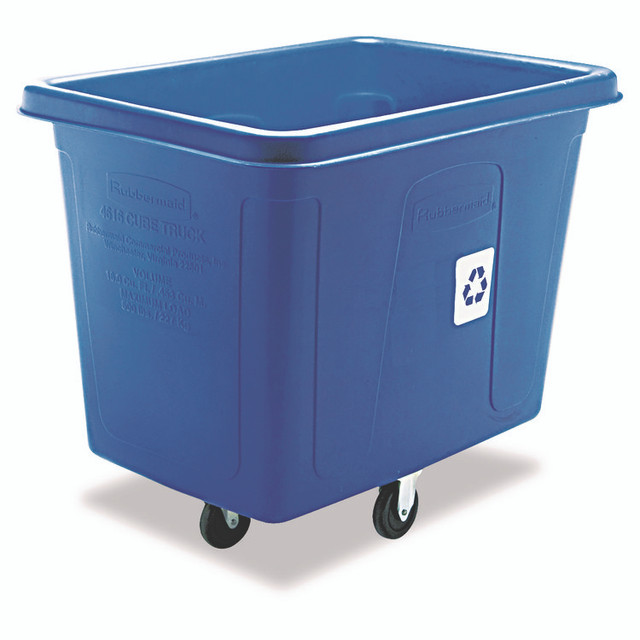 RUBBERMAID COMMERCIAL PROD. 461673BE Recycling Cube Truck, 120 gal, 500 lb Capacity, Polyethylene, Blue