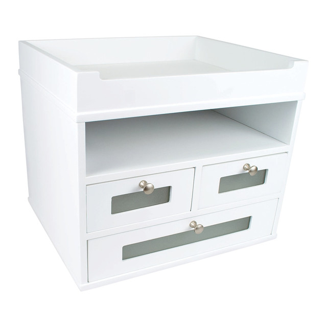 VICTOR TECHNOLOGY W5500 Victor Tidy Tower Desk Organizer, 10 3/4inH x 12 3/10inW x 10 3/4inD, Pure White VICTOR TECHNOLOGY W5500 Victor Tidy Tower Desk Organizer, 10 3/4inH x 12 3/10inW x 10 3/4inD, Pure White