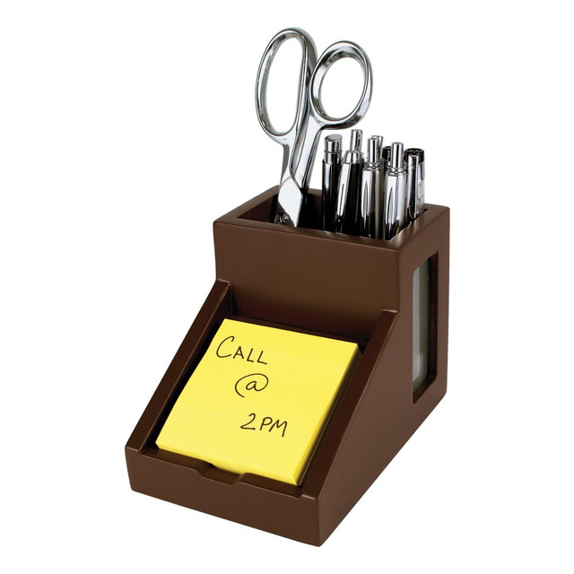 VICTOR TECHNOLOGY B9505 Victor Mocha Brown Collection Pencil Cup With Note Holder, 4inH x 4 1/2inW x 6 3/10inD, Brown