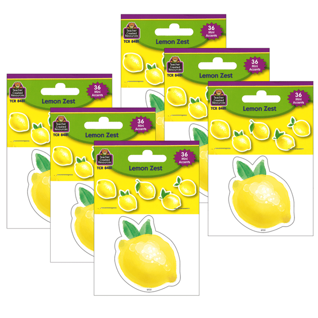 EDUCATORS RESOURCE TCR8481-6 Teacher Created Resources Mini Accents, Lemon Zest, 36 Pieces Per Pack, Set Of 6 Packs