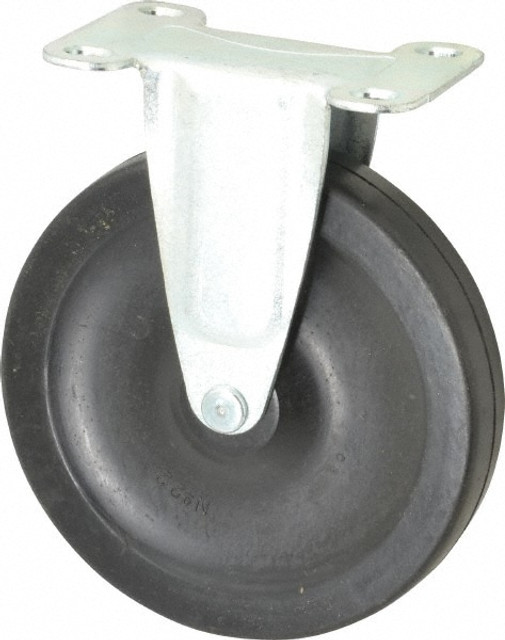 Shepherd 103086 Rigid Top Plate Caster: Soft Rubber, 5" Wheel Dia, 15/16" Wheel Width, 135 lb Capacity, 5-3/4" OAH