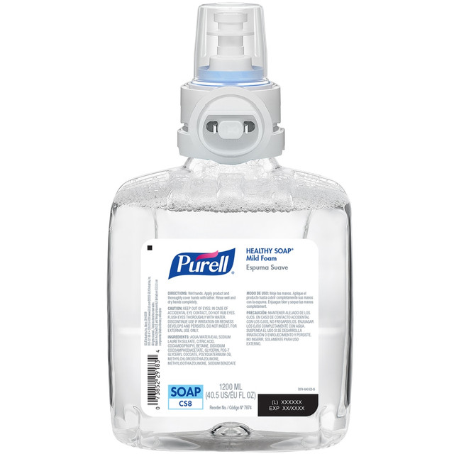 GOJO INDUSTRIES INC 7874-02 Purell Healthy Soap CS8 Mild Foam Soap Refills, Unscented, 1200 mL, Pack Of 2 Refills GOJO INDUSTRIES INC 7874-02 Purell Healthy Soap CS8 Mild Foam Soap Refills, Unscented, 1200 mL, Pack Of 2 Refills