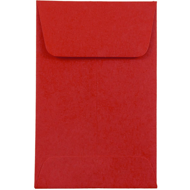 JAM PAPER AND ENVELOPE 900967818 JAM Paper Coin Envelopes, #1, Gummed Seal, 30% Recycled, Red, Pack Of 25