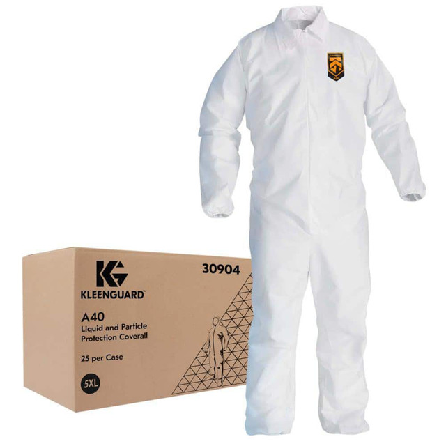 KleenGuard 30904 Disposable Coveralls: Size 5X-Large, Microporoous Film Laminate, Zipper Closure