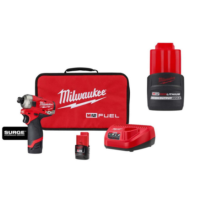 Milwaukee Tool 9049754/9600760 Impact Drivers; Voltage: 12.00 ; Handle Type: Pistol Grip ; Drive Size: 1/4in (Inch); Speed (RPM): 3000 ; Number Of Speeds: 4 ; Torque (In/Lb): 450.00