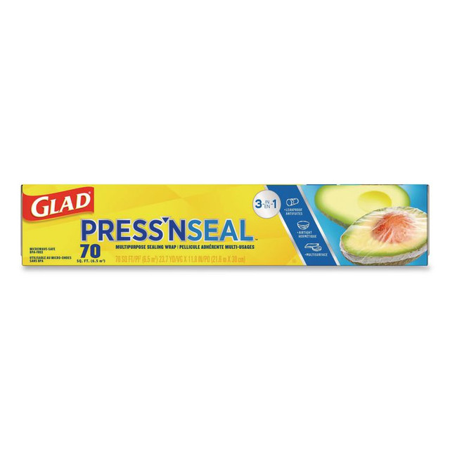CLOROX SALES CO. Glad® 70441 Press'n Seal Food Plastic Wrap, 11.8" x 23.7 yd, 12/Carton