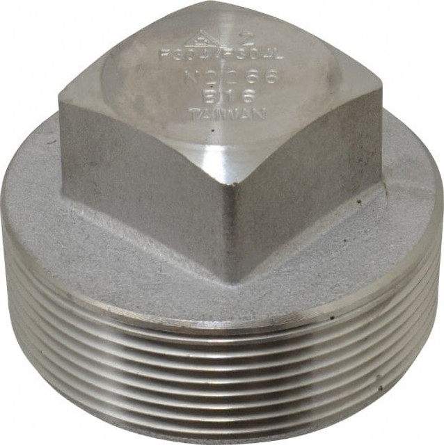 Merit Brass 3417D-32 Pipe Square Head Plug: 2" Fitting, 304 & 304L Stainless Steel