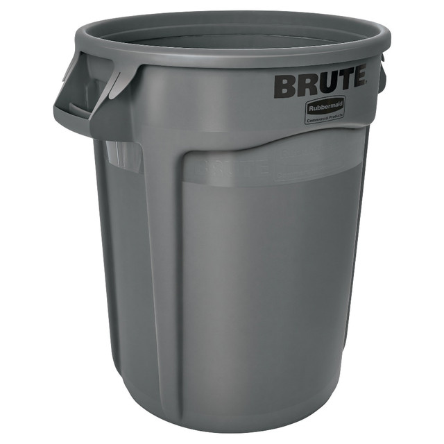 RUBBERMAID FG263200GRAY  Round Brute Container, 32 Gallons, Gray