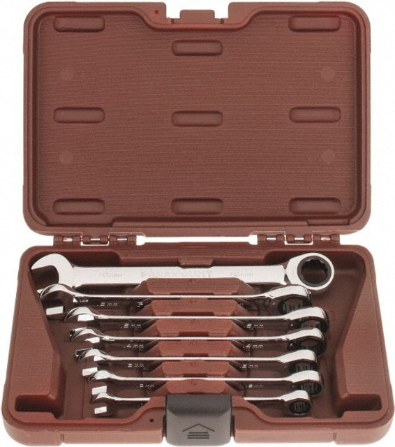 Paramount PAR-7PCBAGSETM Ratcheting Combination Wrench Set: 7 Pc, Metric