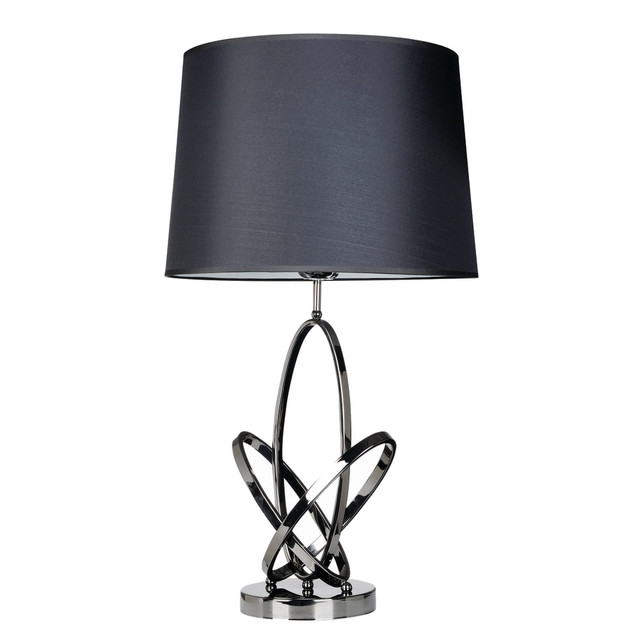 ALL THE RAGES INC LT1006-CHR Elegant Designs Mod Art Polished Table Lamp, 27-3/4inH, Black Shade/Chrome