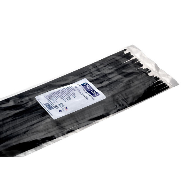 Triton Products ZT-36BK 36" Long Heavy Duty Black Nylon Ties, 175 lb Tensile Strength, 50/pk