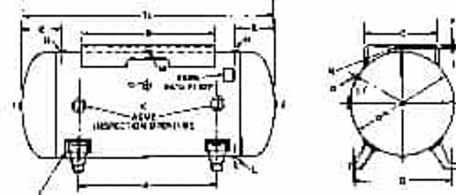 MSC 304930 120 Gal 200 Max psi Compressed Air Tank & Receiver