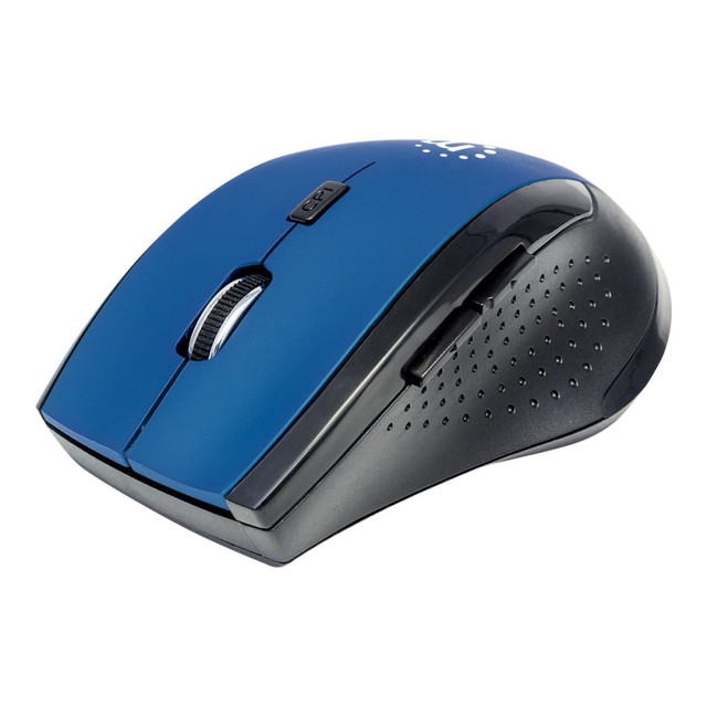 Manhattan 179294  Curve Wireless Optical Mouse - Optical - Wireless - Radio Frequency - Blue, Black - USB - 1600 dpi - Scroll Wheel - 5 Button(s)