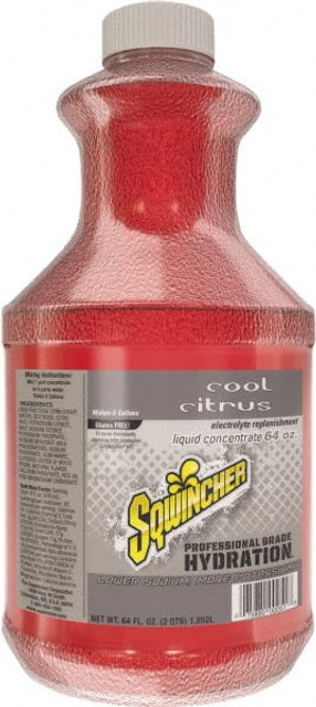 Sqwincher 159030330 Activity Drink: 64 oz, Bottle, Cool Citrus, Liquid Concentrate, Yields 5 gal