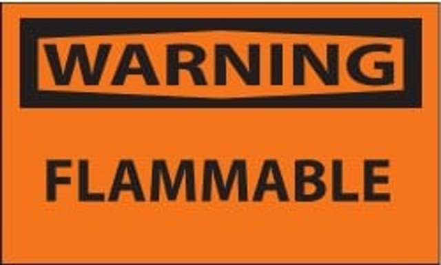 AccuformNMC W448AP 5 Qty 1 Pack Warning - Flammable, Pressure Sensitive Vinyl Fire Sign