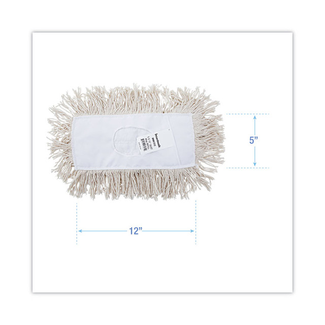 BOARDWALK 1312 Industrial Dust Mop Head, Cotton, 12 x 5, White