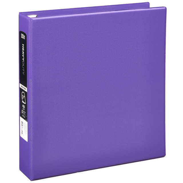 OFFICE DEPOT OD03309  Heavy-Duty Easy-Open 3-Ring Binder, 1 1/2in D-Rings, 49% Recycled, Purple