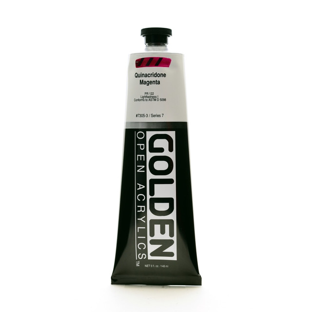 GOLDEN ARTIST COLORS, INC. 7305-3 Golden OPEN Acrylic Paint, 5 Oz Tube, Quinacridone Magenta