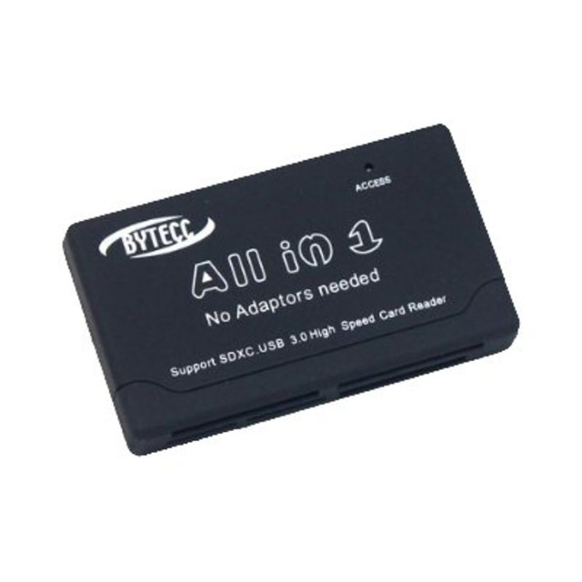 BYTECC, INC. U3CR-630 Bytecc U3CR-630 USB3.0 6-slots All-IN-1 Palm-sized Card Reader/Writer, Black - SDHC, SDXC, CompactFlash Type I, CompactFlash Type II, microSD, microSDHC, Memory Stick, Memory Stick PRO, Microdrive, MultiMediaCard (MMC), Memory S BYTECC, INC. U3CR-630 Bytecc U3CR-630 USB3.0 6-slots All-IN-1 Palm-sized Card Reader/Writer, Black - SDHC, SDXC, CompactFlash Type I, CompactFlash Type II, microSD, microSDHC, Memory Stick, Memory Stick PRO, Microdrive, MultiMediaCard (MMC), Memory S
