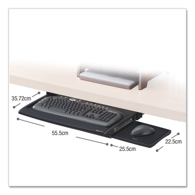 FELLOWES MFG. CO. 8031207 Deluxe Keyboard Drawer, 20.5w x 11.13d, Black