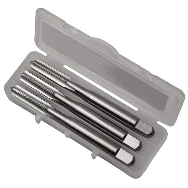 Greenfield Threading 341938 Tap Set: 4 Flute, Bottoming Plug & Taper, High Speed Steel, Bright Finish