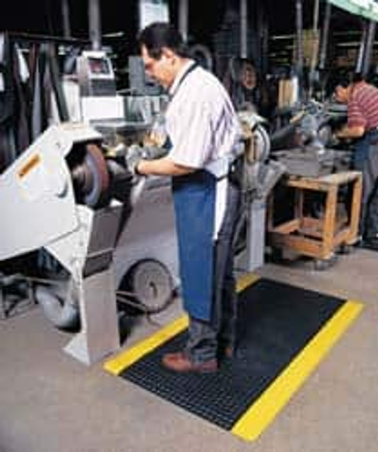 Notrax 479S0023YB Anti-Fatigue Mat: 36" Length, 24" Wide, 9/16" Thick, Vinyl, Beveled Edge, Heavy-Duty