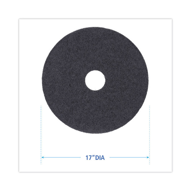 BOARDWALK 4017BLA Stripping Floor Pads, 17" Diameter, Black, 5/Carton