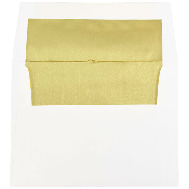 JAM PAPER AND ENVELOPE 79507 JAM Paper Booklet Invitation Envelopes, A2, Gummed Seal, Gold/White, Pack Of 25