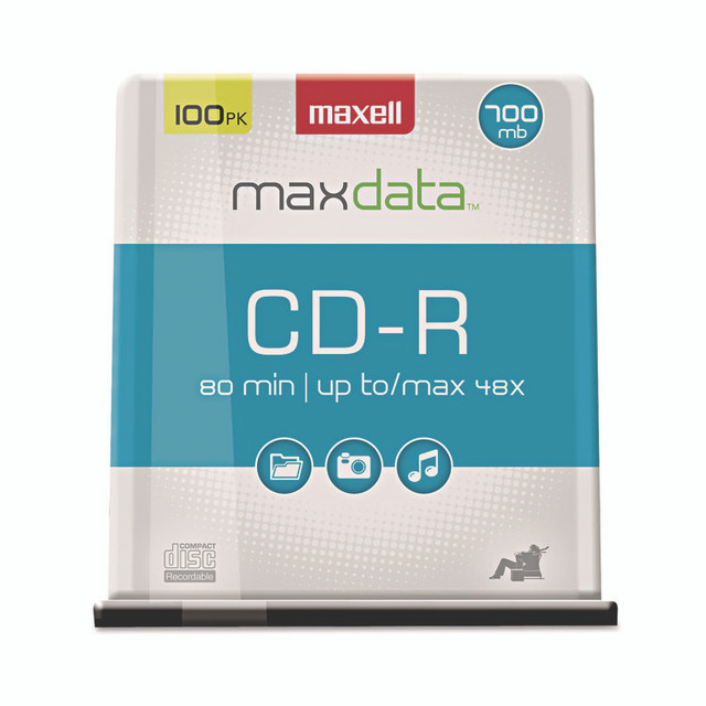 MAXELL CORP. OF AMERICA 648200 CD-R Discs, 700 MB/80 min, 48x, Spindle, Silver, 100/Pack