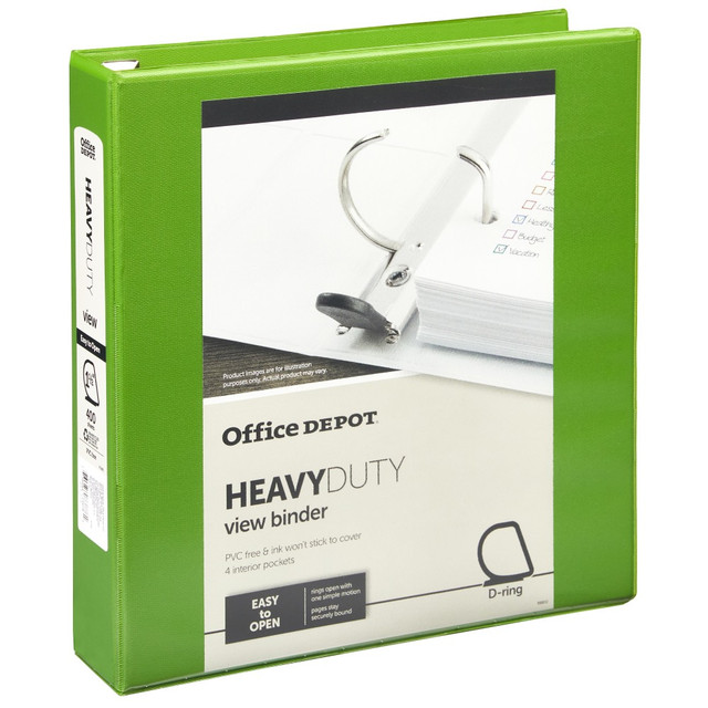 OFFICE DEPOT OD03285 Heavy-Duty View 3-Ring Binder, 1 1/2in D-Rings, Army Green OFFICE DEPOT OD03285 Heavy-Duty View 3-Ring Binder, 1 1/2in D-Rings, Army Green