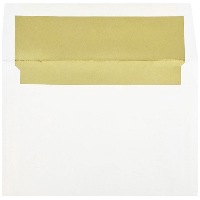 JAM PAPER AND ENVELOPE 3243664 JAM Paper Booklet Invitation Envelopes, A8, Gummed Seal, Gold/White, Pack Of 25