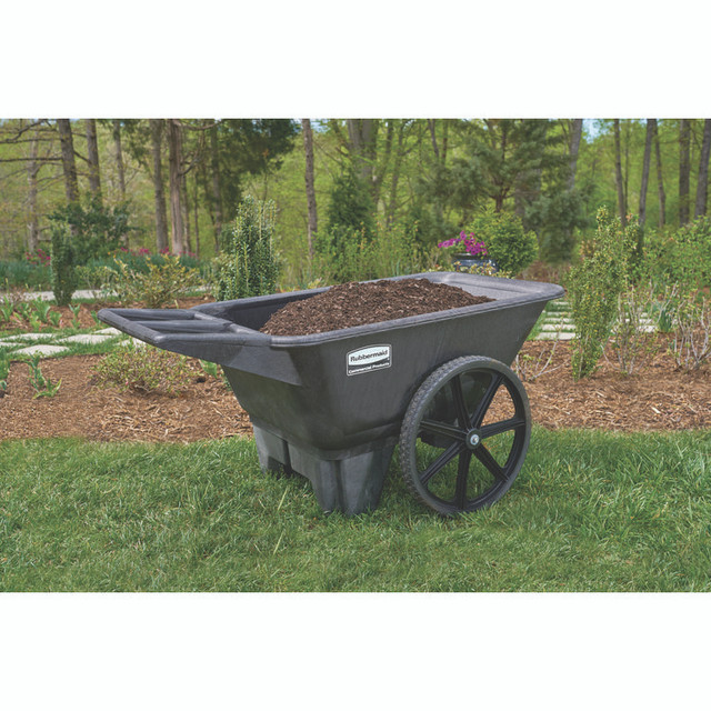 RUBBERMAID COMMERCIAL PROD. 5642 BLA Big Wheel Agriculture Wheelbarrow, 300 lb Capacity, 32.75" x 58" x 28.25", Black