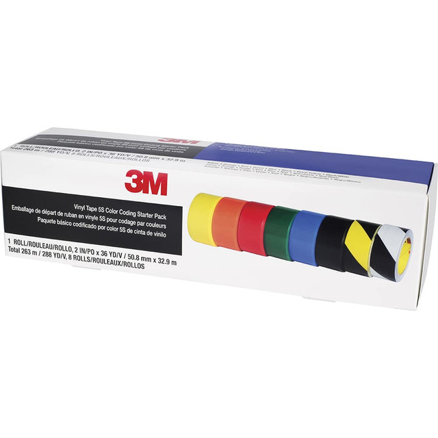 3M 7100123108 Masking Tape: 2" Wide, 36 yd Long, 5.2 mil Thick, Blue, Black, Brown, Green, Orange, Purple, Red, Yellow & White