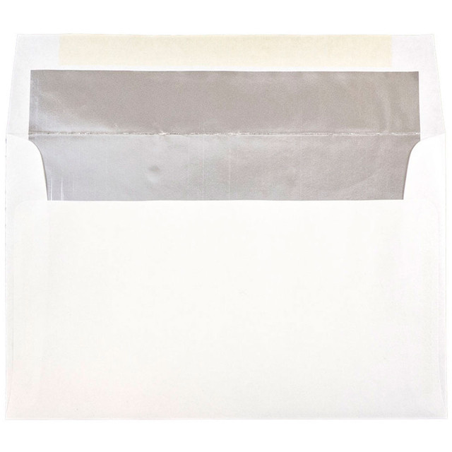 JAM PAPER AND ENVELOPE JAM Paper 900905601  Booklet Invitation Envelopes, A10, Gummed Seal, Silver/White, Pack Of 25