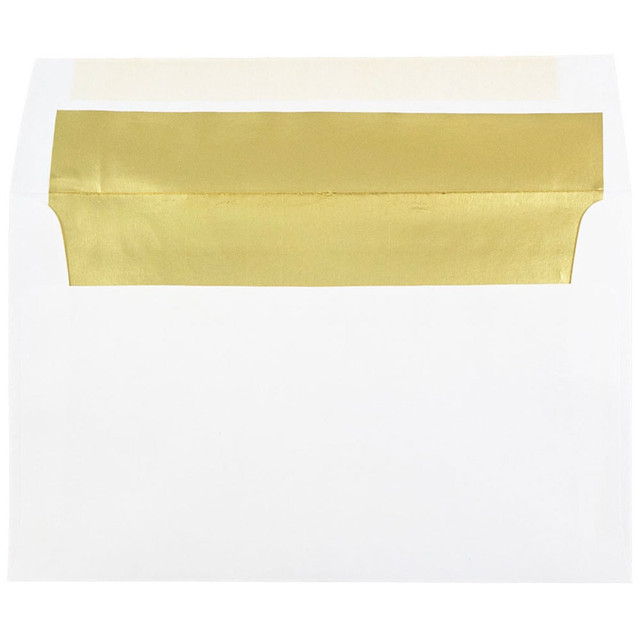 JAM PAPER AND ENVELOPE 900905660 JAM Paper Booklet Invitation Envelopes, A10, Gummed Seal, Gold/White, Pack Of 25