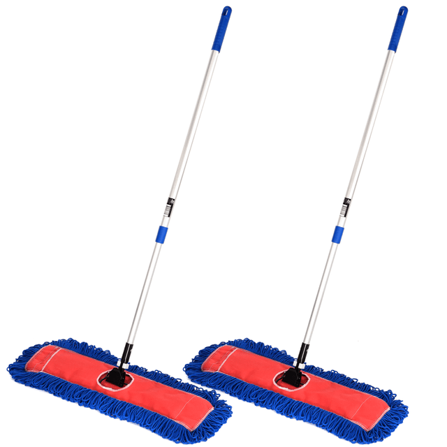 ADIR CORP. ALP435-24-2PK Alpine Microfiber Floor Dust/Dry Mop Sets, 24in, Silver/Blue, Pack Of 2 Mop Sets