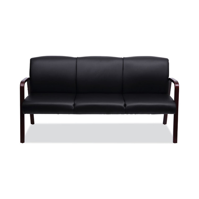 ALERA RL2319M Alera Reception Lounge WL 3-Seat Sofa, 65.75w x 26d.13 x 33h, Black/Mahogany