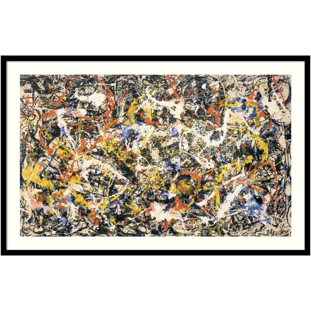 UNIEK INC. A42705530239 Amanti Art Convergence by Jackson Pollock Wood Framed Wall Art Print, 27inH x 41inW, Black