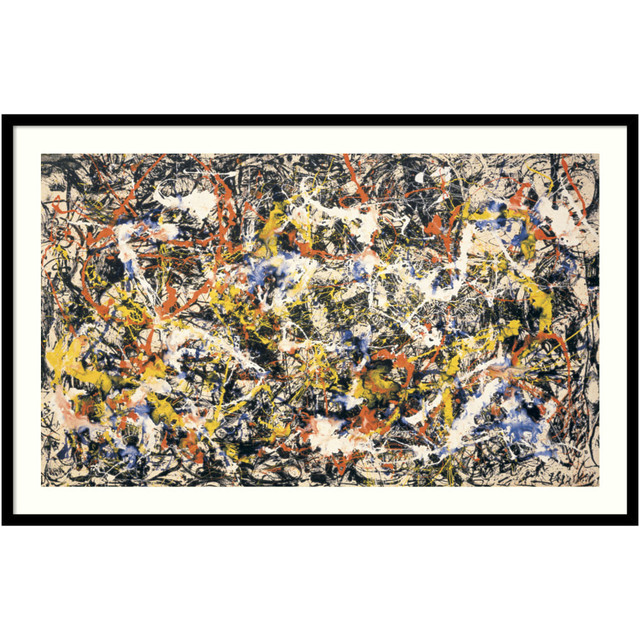 UNIEK INC. Amanti Art A42705530239  Convergence by Jackson Pollock Wood Framed Wall Art Print, 27inH x 41inW, Black
