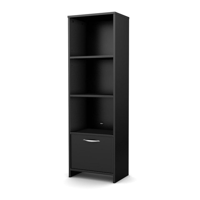 SOUTH SHORE IND LTD 3107652 South Shore Step One 55inH 3-Shelf Bookcase, Pure Black SOUTH SHORE IND LTD 3107652 South Shore Step One 55inH 3-Shelf Bookcase, Pure Black