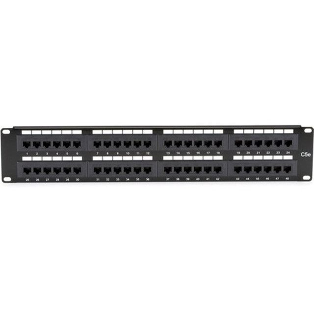 BLACK BOX CORPORATION Black Box JPM5E48A  CAT5e Patch Panel, Punchdown - 2U, Unshielded, 48-Port - 48 x RJ-45 - 48 Port(s) - 48 x RJ-45 - 48 x RJ-11 - 2U High - 19in Wide