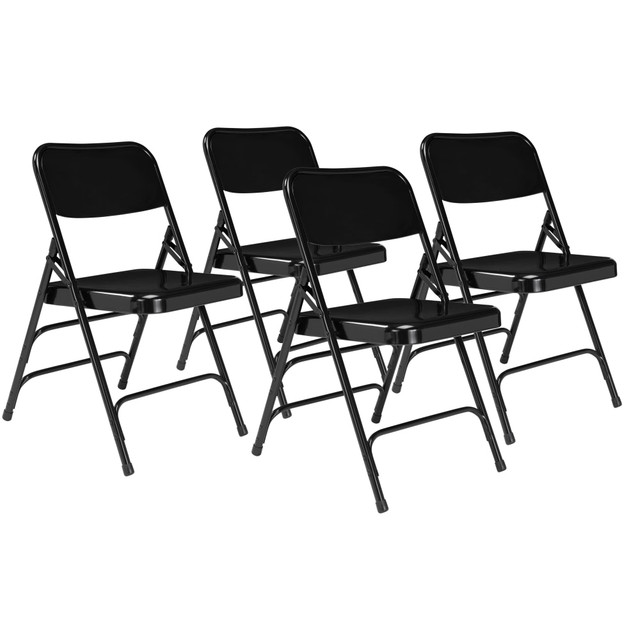 OKLAHOMA SOUND CORPORATION National Public Seating 310-4  Steel Triple-Brace Folding Chairs, Black, Set Of 4 Chairs