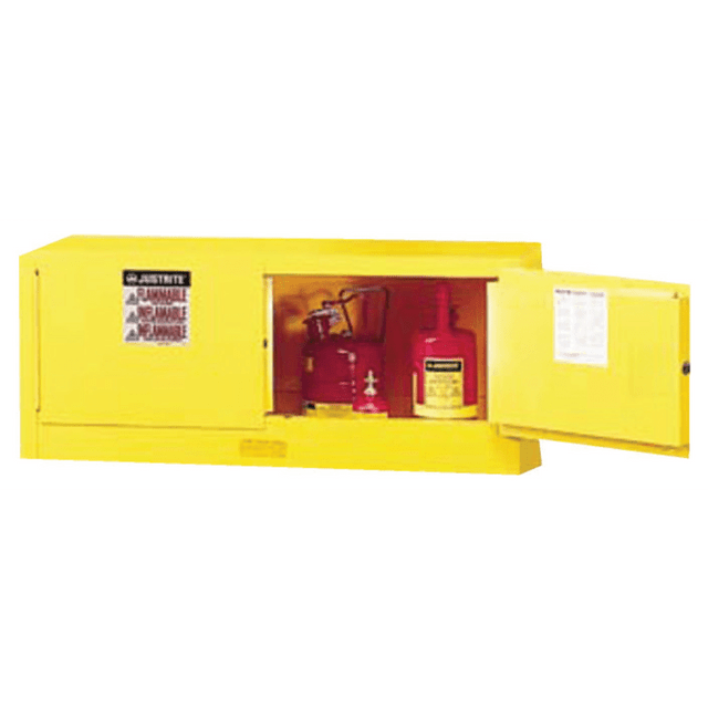 JUSTRITE MANUFACTURING COMPANY, LLC 400-891300 Yellow Piggyback Safety Cabinets, Manual-Closing Cabinet, 12 Gallon