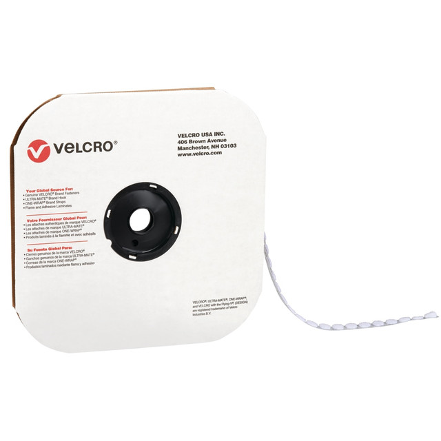 B O X MANAGEMENT, INC. VELCRO Brand VEL123  Hook, 1/2in White Dots, Roll Of 1,440