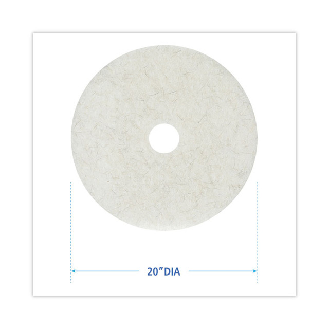 BOARDWALK 4020NAT Natural Burnishing Floor Pads, 20" Diameter, White, 5/Carton